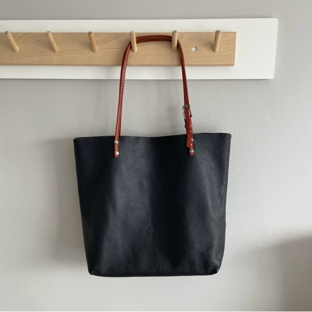 J. Jill Black Tote with Contrasting Brown Straps